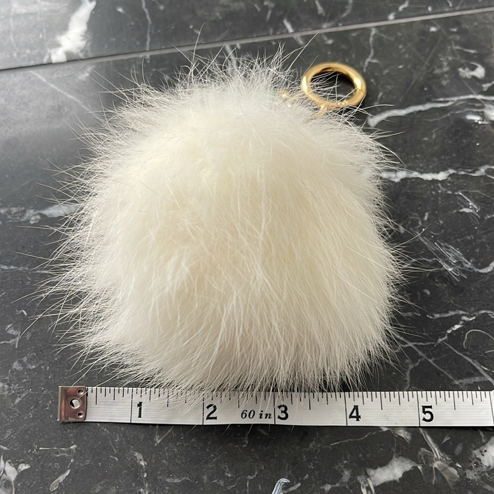 FENDI ivory white fur pouf Pompom bag charm - Picture 5 of 5
